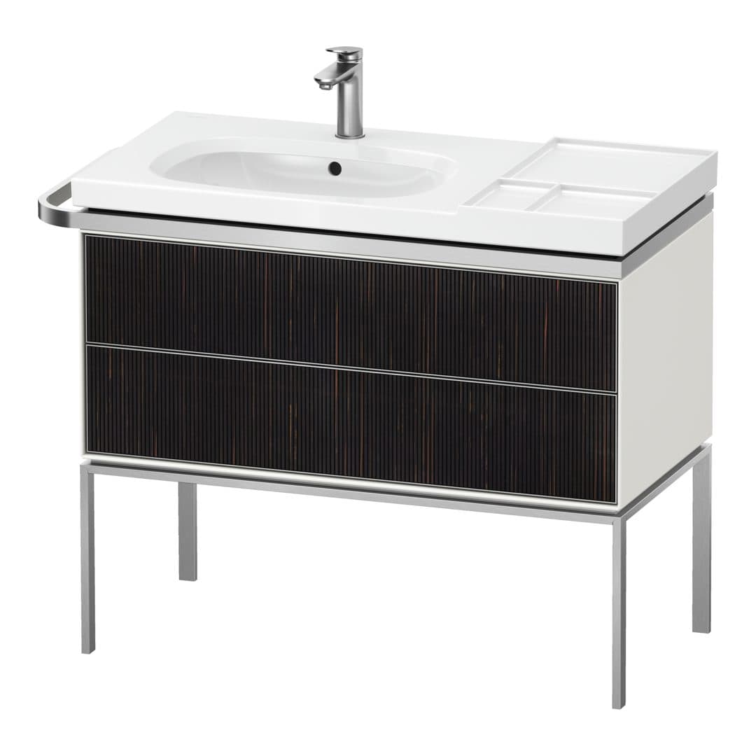 Duravit Aurena – Έπιπλο Νιπτήρα – 984 mm, 2 συρτάρια, νιπτήρας αριστερά, σώμα White Satin Matt – Embossed Ebony Matt, Real wood veneer (AU4576067360000)