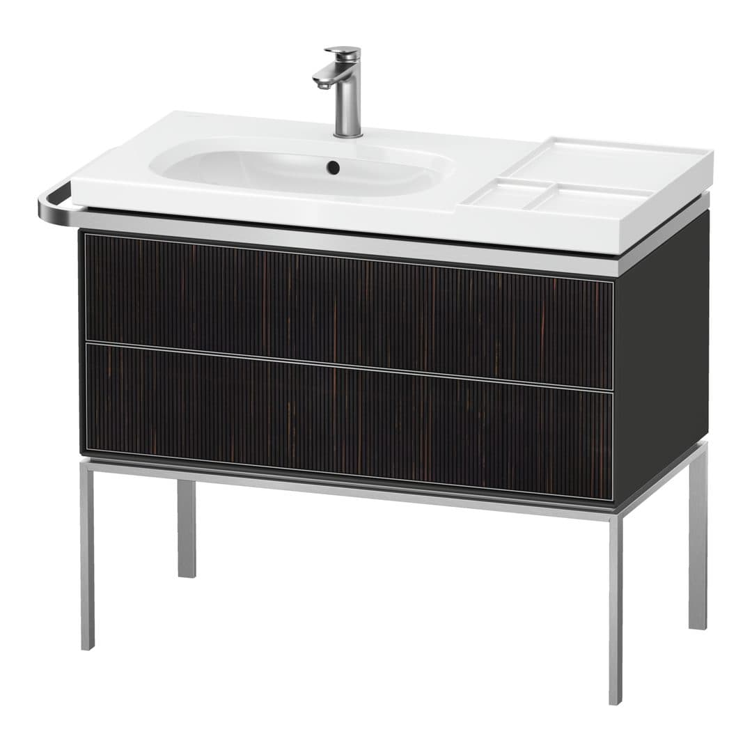 Duravit Aurena – Έπιπλο Νιπτήρα – 984 mm, 2 συρτάρια, νιπτήρας αριστερά, σώμα Graphite Satin Matt – Embossed Ebony Matt, Real wood veneer (AU4576067580000)
