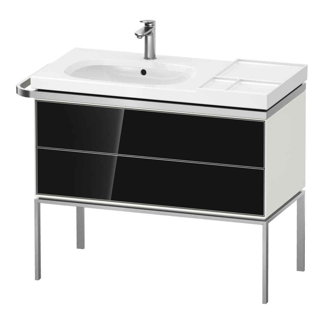 Duravit Aurena – Έπιπλο Νιπτήρα – 984 mm, 2 συρτάρια, νιπτήρας αριστερά, σώμα White Satin Matt – Black, Glass (AU4576068360000)