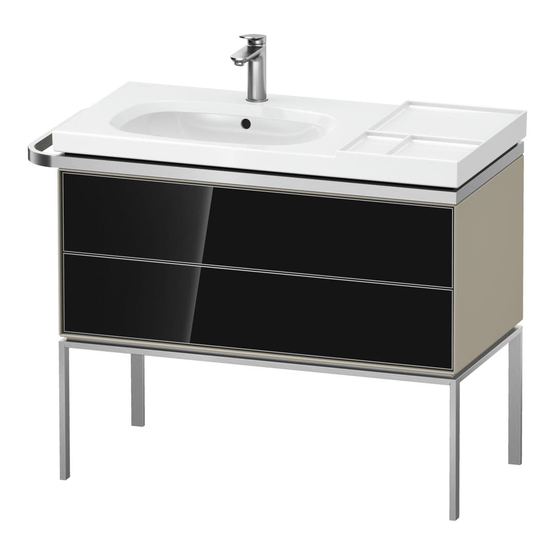 Duravit Aurena – Έπιπλο Νιπτήρα – 984 mm, 2 συρτάρια, νιπτήρας αριστερά, σώμα Taupe Satin Matt – Black, Glass (AU4576068600000)
