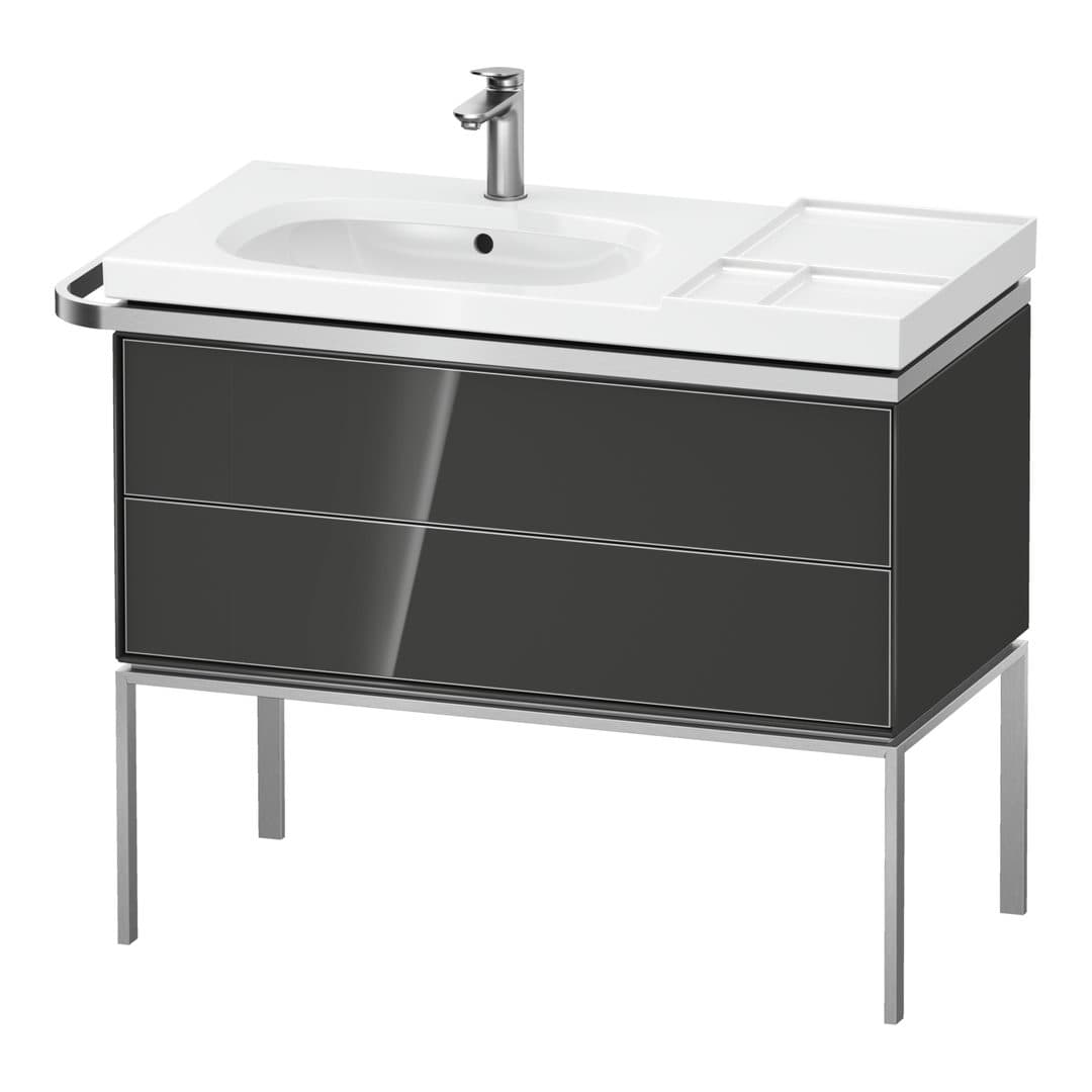 Duravit Aurena – Έπιπλο Νιπτήρα – 984 mm, 2 συρτάρια, νιπτήρας αριστερά – Graphite High Gloss, Lacquer (AU45760H1H10000)