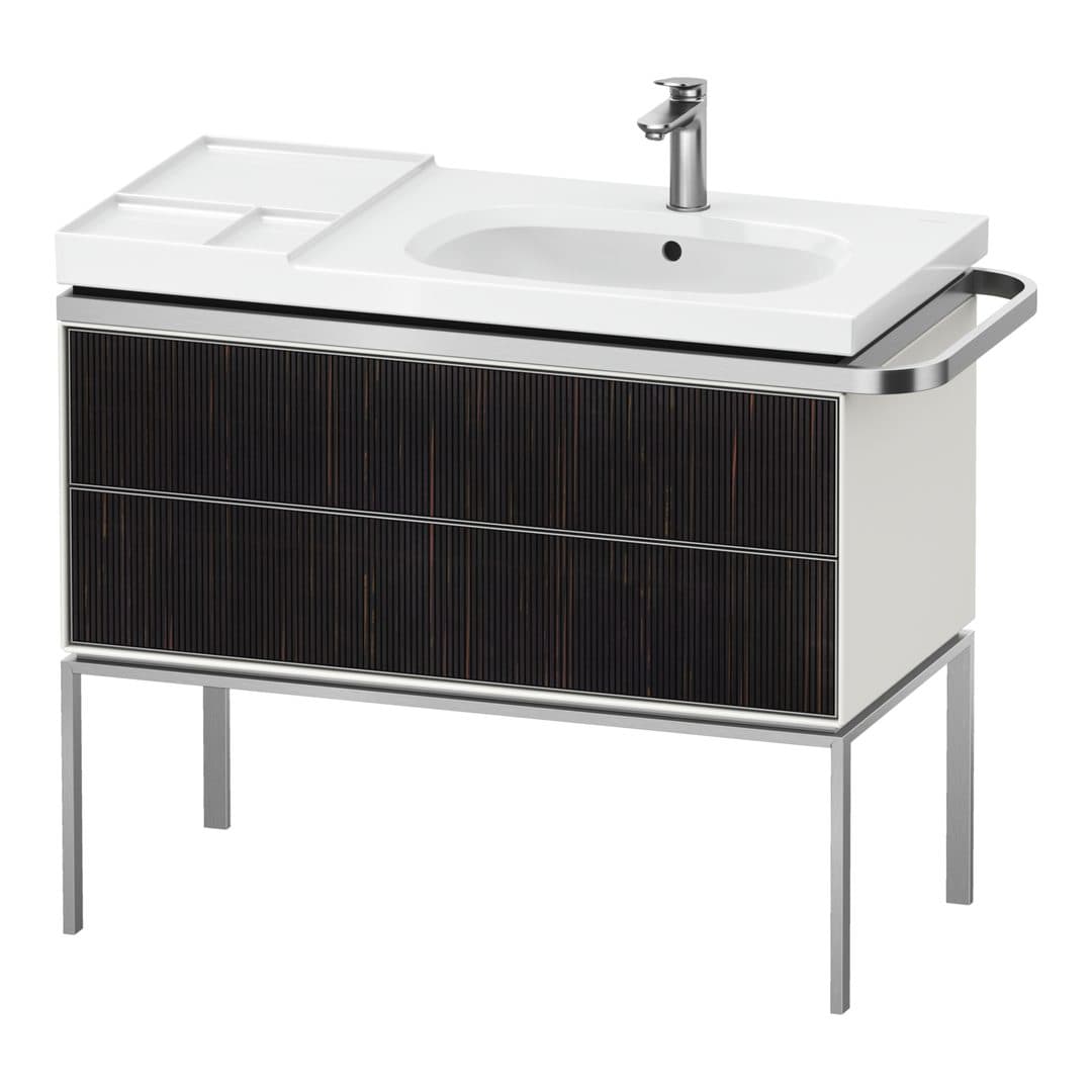 Duravit Aurena – Έπιπλο Νιπτήρα – 984 mm, 2 συρτάρια, νιπτήρας δεξιά, σώμα White Satin Matt – Embossed Ebony Matt, Real wood veneer (AU4577067360000)