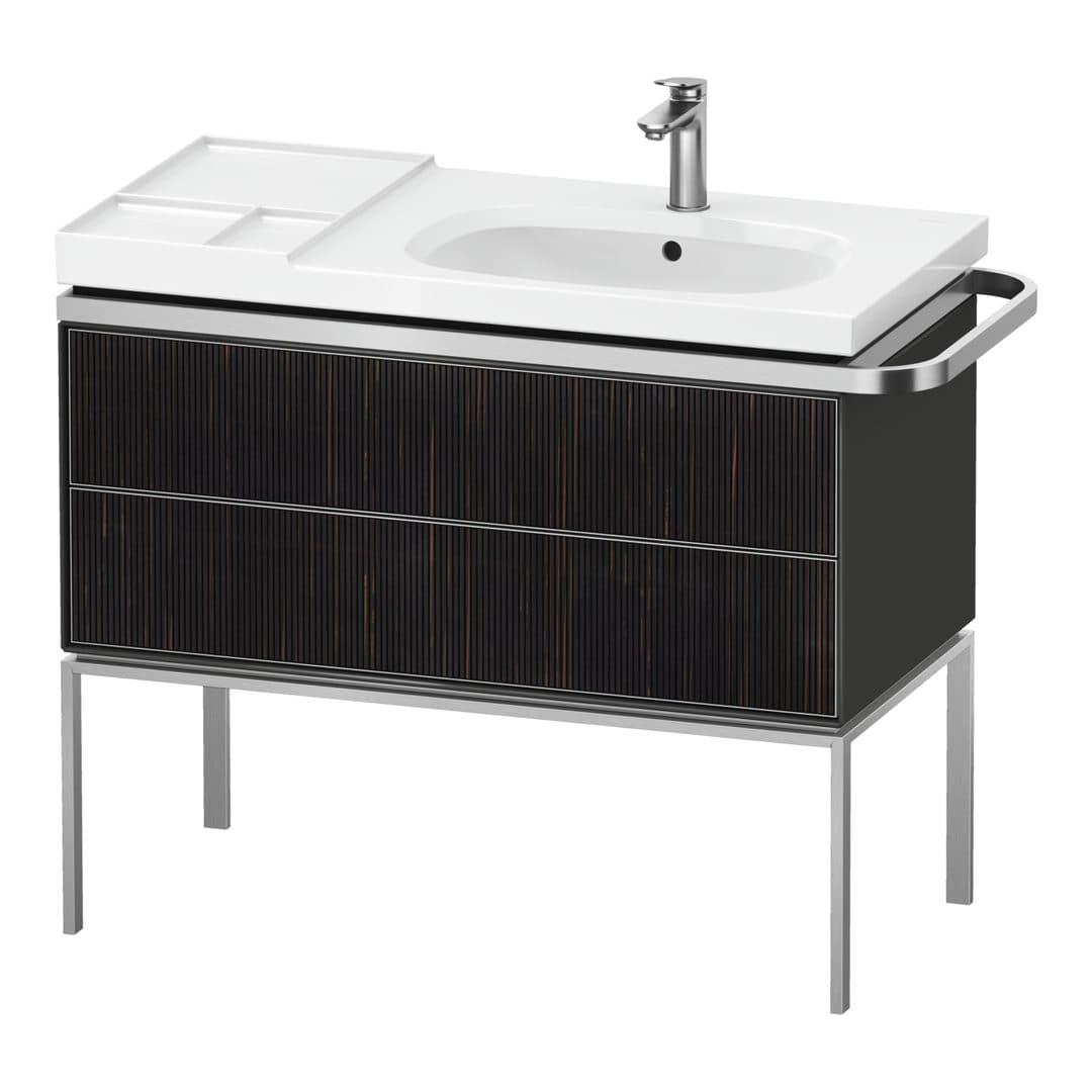 Duravit Aurena – Έπιπλο Νιπτήρα – 984 mm, 2 συρτάρια, νιπτήρας δεξιά, σώμα Graphite High Gloss – Embossed Ebony Matt, Real wood veneer (AU4577067H10000)
