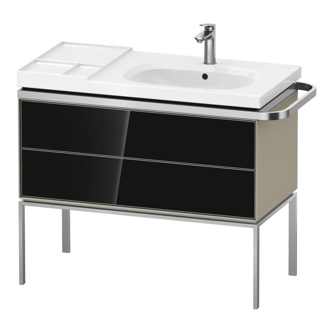 Duravit Aurena – Έπιπλο Νιπτήρα – 984 mm, 2 συρτάρια, νιπτήρας δεξιά, σώμα Taupe Satin Matt – Black, Glass (AU4577068600000)