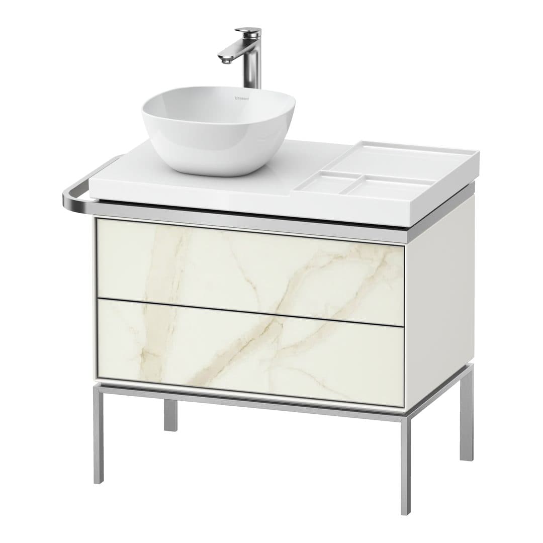 Duravit Aurena – Έπιπλο Νιπτήρα – 784 mm, 2 συρτάρια, νιπτήρας αριστερά, σώμα White Satin Matt, 784 x 492 x 702 mm – Marble Structure Matt, Marble Structure (AU4578066360000)