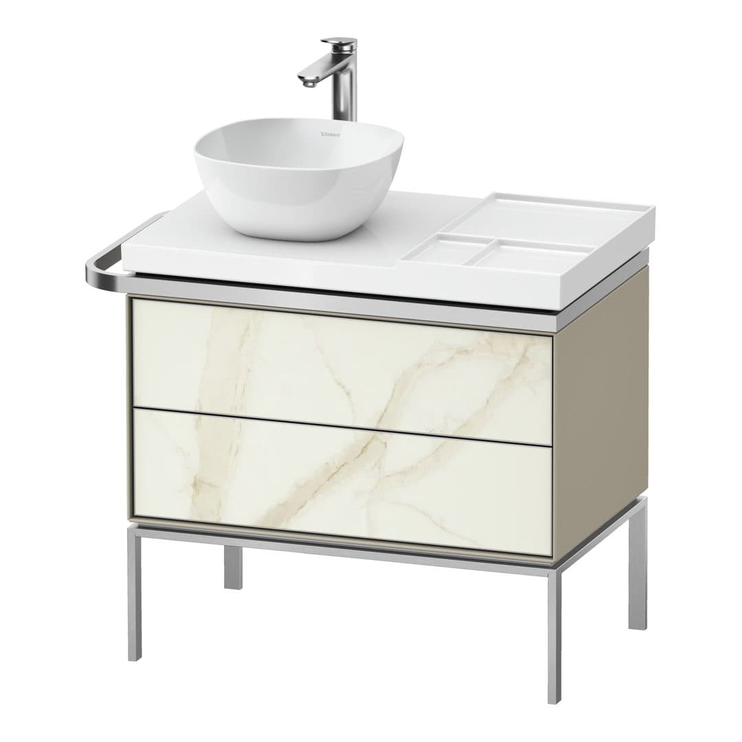 Duravit Aurena – Έπιπλο Νιπτήρα – 784 mm, 2 συρτάρια, νιπτήρας αριστερά, σώμα Taupe Satin Matt, 784 x 492 x 702 mm – Marble Structure Matt, Marble Structure (AU4578066600000)