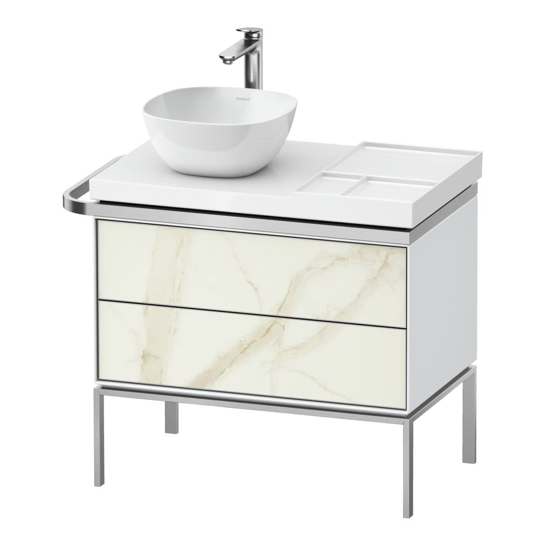 Duravit Aurena – Έπιπλο Νιπτήρα – 784 mm, 2 συρτάρια, νιπτήρας αριστερά, σώμα White High Gloss, 784 x 492 x 702 mm – Marble Structure Matt, Marble Structure (AU4578066850000)