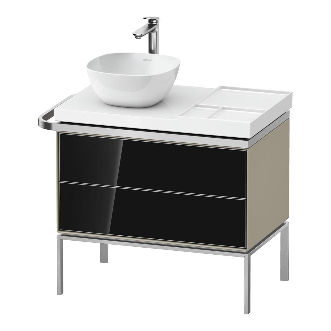 Duravit Aurena – Έπιπλο Νιπτήρα – 784 mm, 2 συρτάρια, νιπτήρας αριστερά, σώμα Taupe Satin Matt, 784 x 492 x 702 mm – Black, Glass (AU4578068600000)