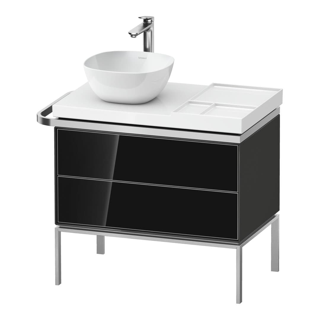 Duravit Aurena – Έπιπλο Νιπτήρα – 784 mm, 2 συρτάρια, νιπτήρας αριστερά, σώμα Graphite High Gloss, 784 x 492 x 702 mm – Black, Glass (AU4578068H10000)