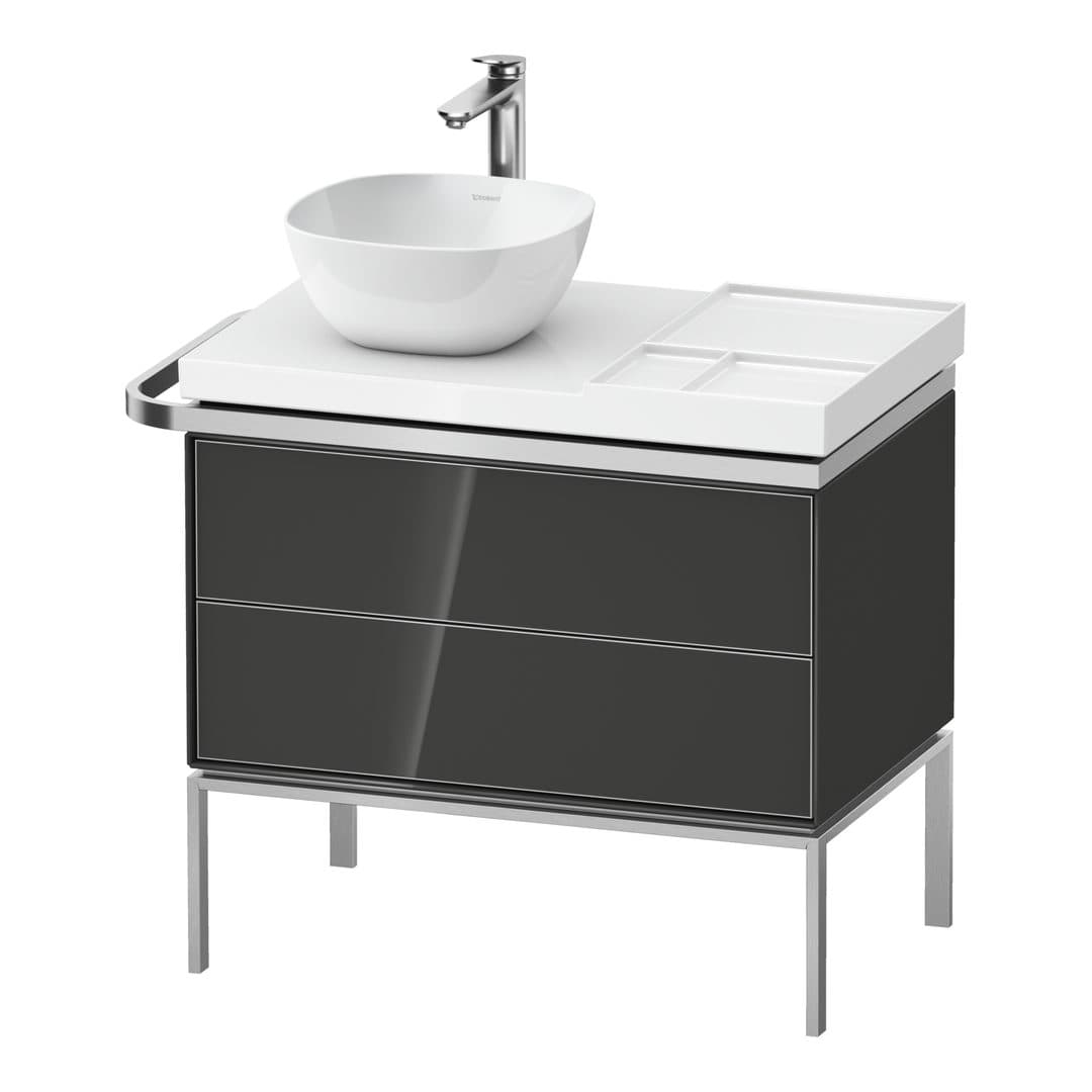 Duravit Aurena – Έπιπλο Νιπτήρα – 784 mm, 2 συρτάρια, νιπτήρας αριστερά, 784 x 492 x 702 mm – Graphite High Gloss, Lacquer (AU45780H1H10000)