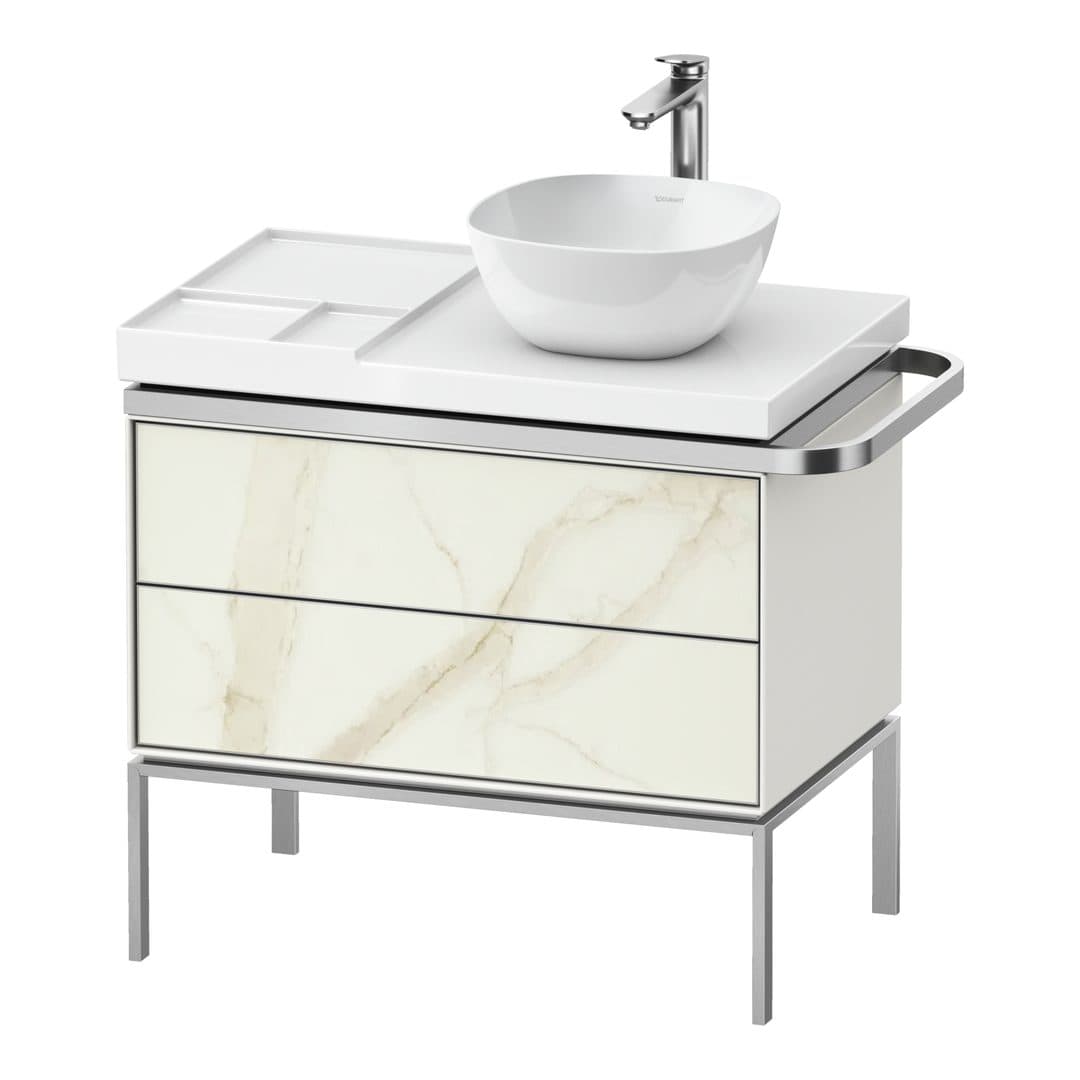 Duravit Aurena – Έπιπλο Νιπτήρα – 784 mm, 2 συρτάρια, νιπτήρας δεξιά, σώμα White Satin Matt, 784 x 492 x 702 mm – Marble Structure Matt, Marble Structure (AU4579066360000)