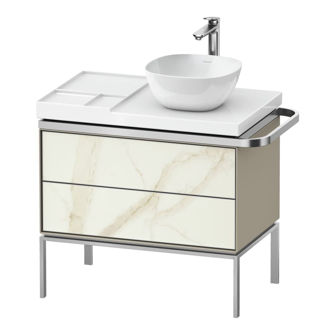 Duravit Aurena – Έπιπλο Νιπτήρα – 784 mm, 2 συρτάρια, νιπτήρας δεξιά, σώμα Taupe Satin Matt, 784 x 492 x 702 mm – Marble Structure Matt, Marble Structure (AU4579066600000)