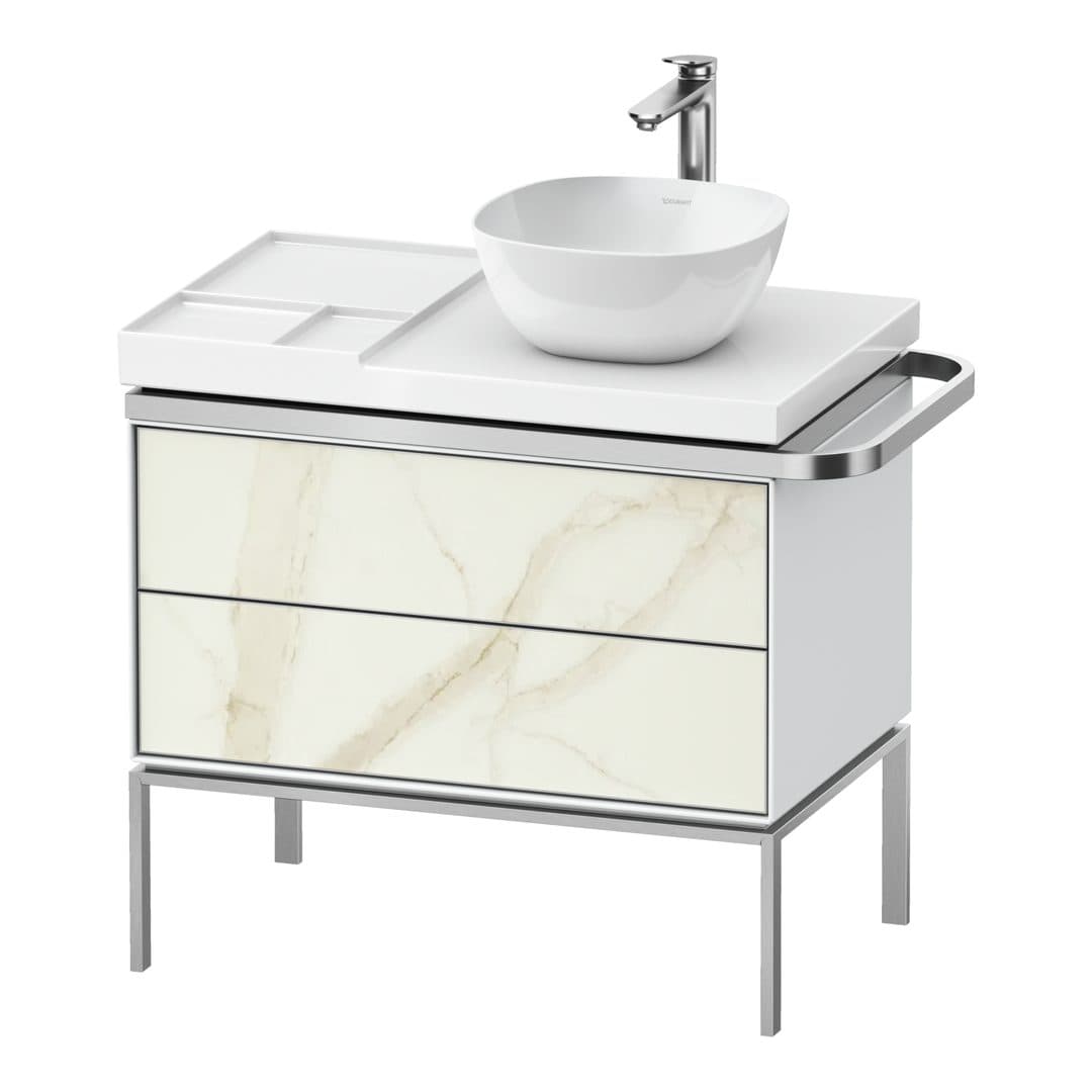 Duravit Aurena – Έπιπλο Νιπτήρα – 784 mm, 2 συρτάρια, νιπτήρας δεξιά, σώμα White High Gloss, 784 x 492 x 702 mm – Marble Structure Matt, Marble Structure (AU4579066850000)