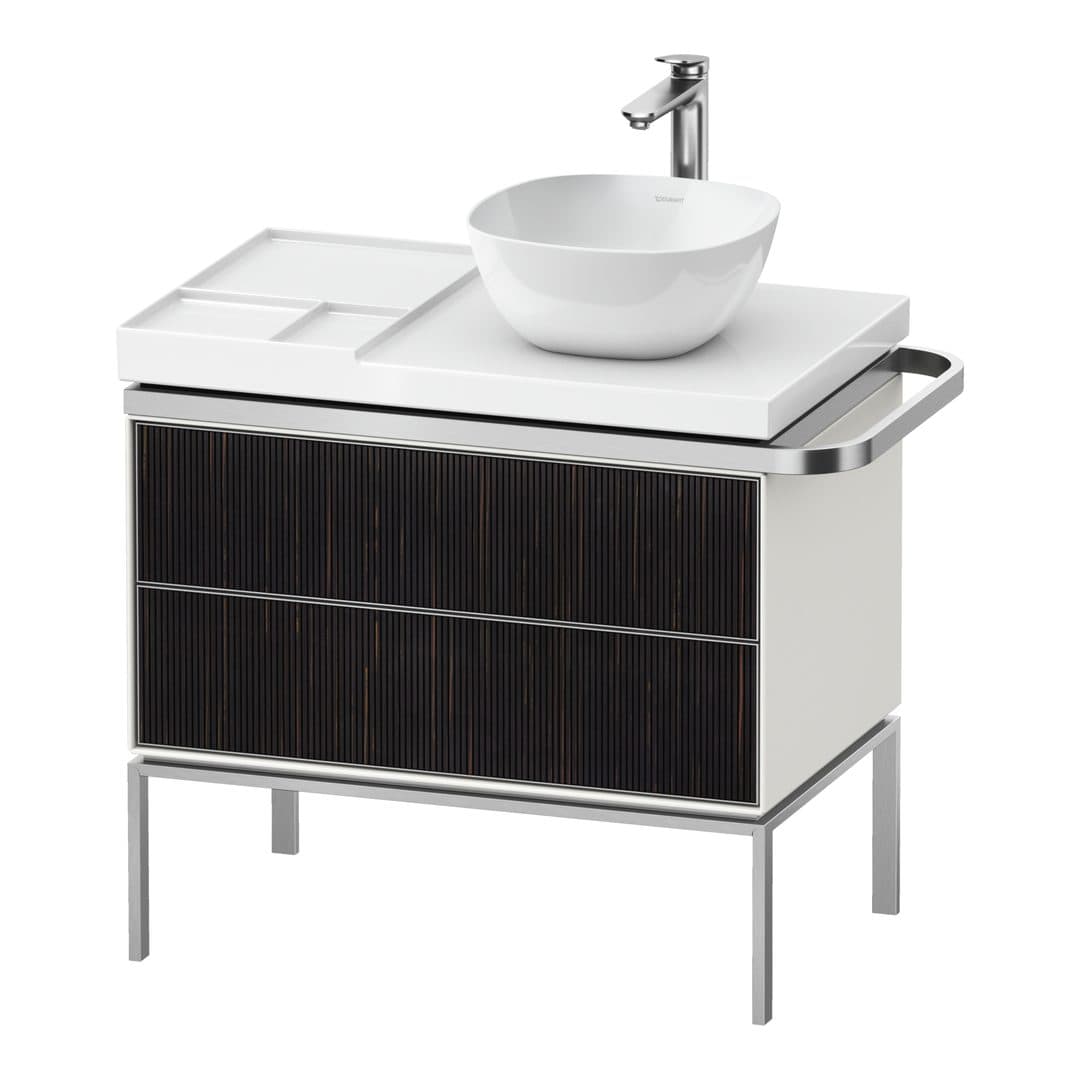 Duravit Aurena – Έπιπλο Νιπτήρα – 784 mm, 2 συρτάρια, νιπτήρας δεξιά, σώμα White Satin Matt, 784 x 492 x 702 mm – Embossed Ebony Matt, Real wood veneer (AU4579067360000)