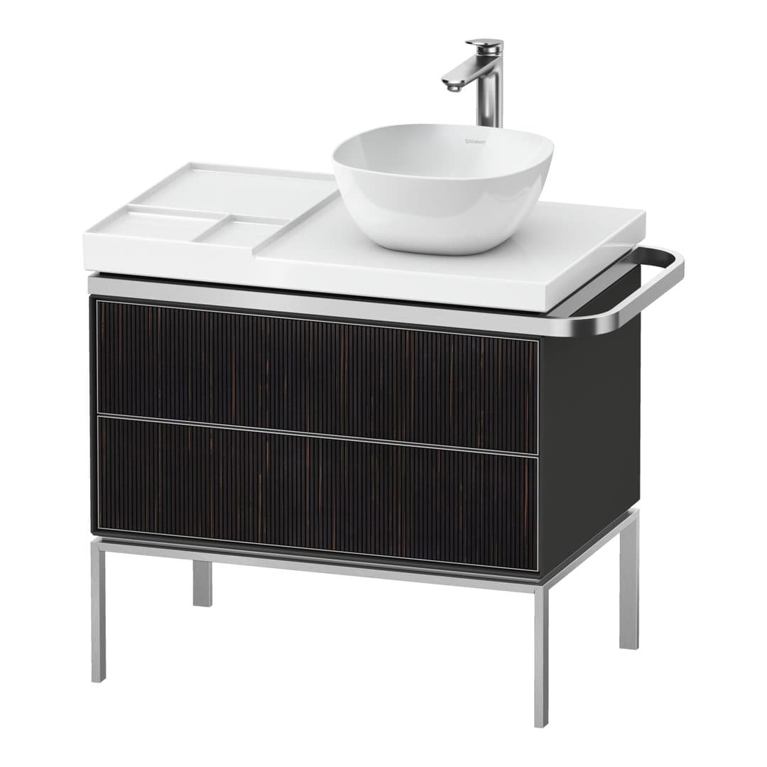 Duravit Aurena – Έπιπλο Νιπτήρα – 784 mm, 2 συρτάρια, νιπτήρας δεξιά, σώμα Graphite Satin Matt, 784 x 492 x 702 mm – Embossed Ebony Matt, Real wood veneer (AU4579067580000)