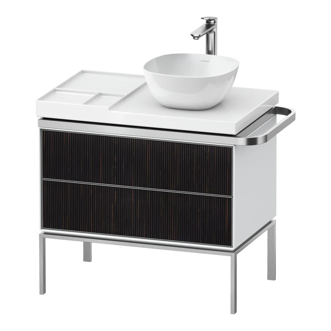 Duravit Aurena – Έπιπλο Νιπτήρα – 784 mm, 2 συρτάρια, νιπτήρας δεξιά, σώμα White High Gloss, 784 x 492 x 702 mm – Embossed Ebony Matt, Real wood veneer (AU4579067850000)
