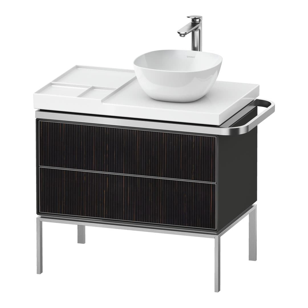 Duravit Aurena – Έπιπλο Νιπτήρα – 784 mm, 2 συρτάρια, νιπτήρας δεξιά, σώμα Graphite High Gloss, 784 x 492 x 702 mm – Embossed Ebony Matt, Real wood veneer (AU4579067H10000)