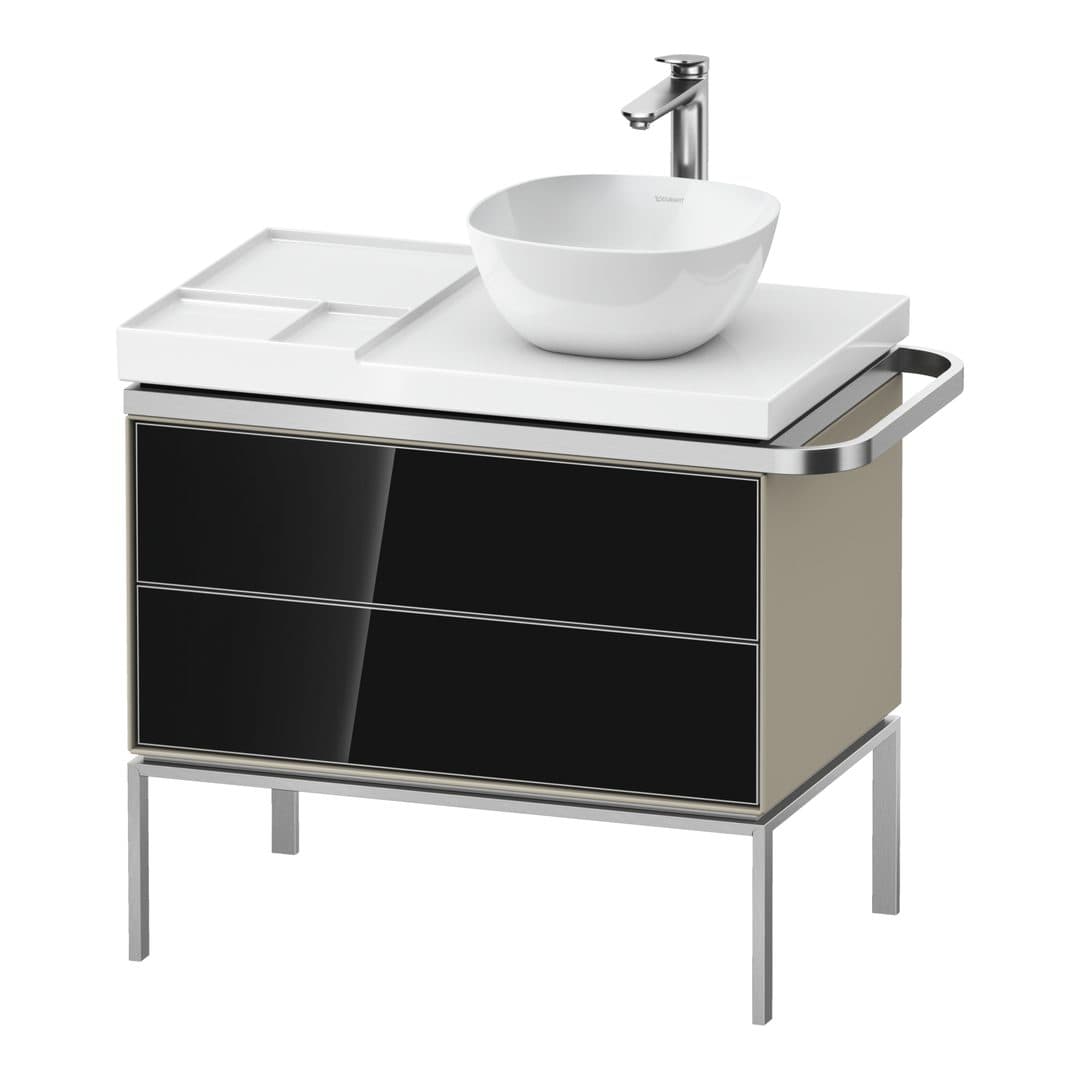 Duravit Aurena – Έπιπλο Νιπτήρα – 784 mm, 2 συρτάρια, νιπτήρας δεξιά, σώμα Taupe Satin Matt, 784 x 492 x 702 mm – Black, Glass (AU4579068600000)