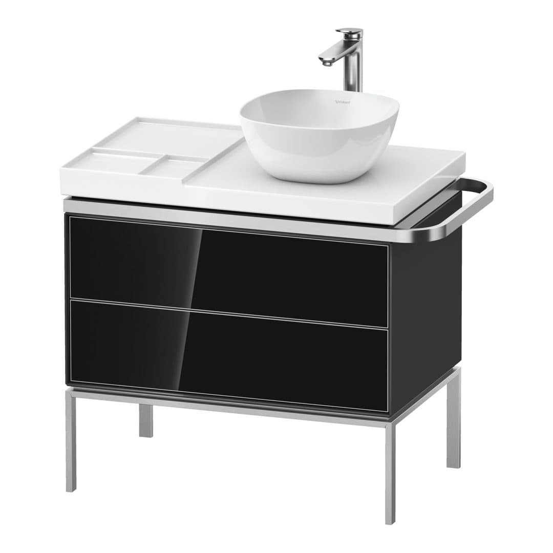 Duravit Aurena – Έπιπλο Νιπτήρα – 784 mm, 2 συρτάρια, νιπτήρας δεξιά, σώμα Graphite High Gloss, 784 x 492 x 702 mm – Black, Glass (AU4579068H10000)