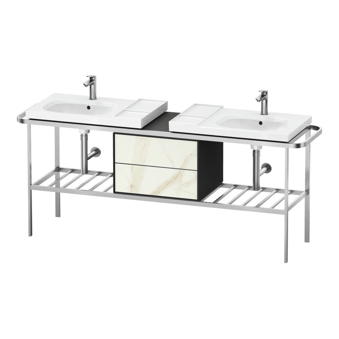 Duravit Aurena – Βάση Νιπτήρα – 1970 mm, με συρτάρι, 2 συρτάρια, σώμα Graphite Satin Matt – Marble Structure Matt, Marble Structure (AU4590066580000)