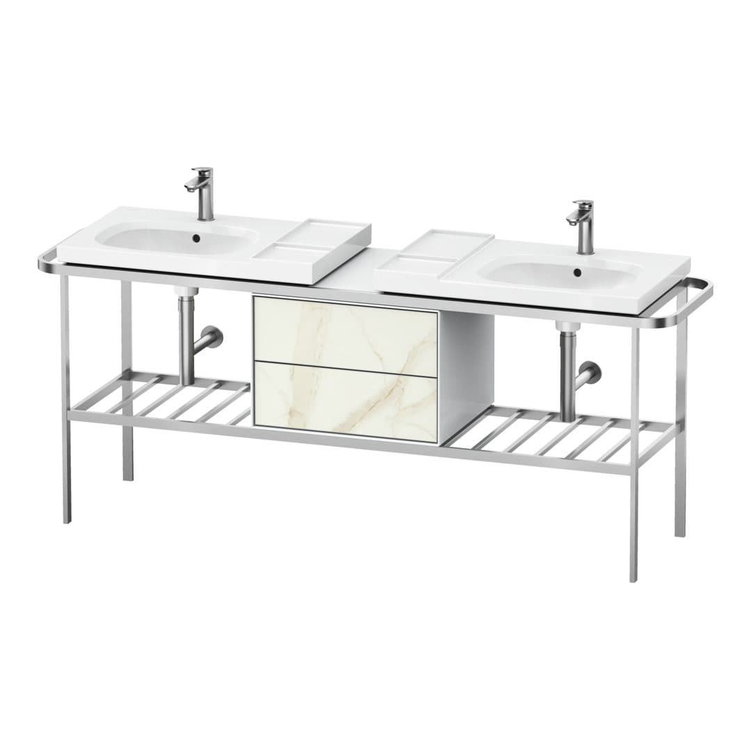 Duravit Aurena – Βάση Νιπτήρα – 1970 mm, με συρτάρι, 2 συρτάρια, σώμα White High Gloss – Marble Structure Matt, Marble Structure (AU4590066850000)