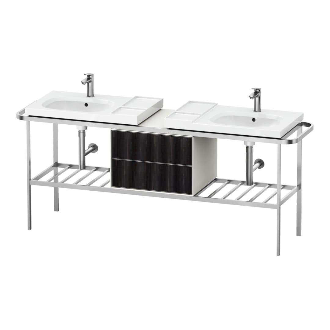 Duravit Aurena – Βάση Νιπτήρα – 1970 mm, με συρτάρι, 2 συρτάρια, σώμα White Satin Matt – Embossed Ebony Matt, Real wood veneer (AU4590067360000)