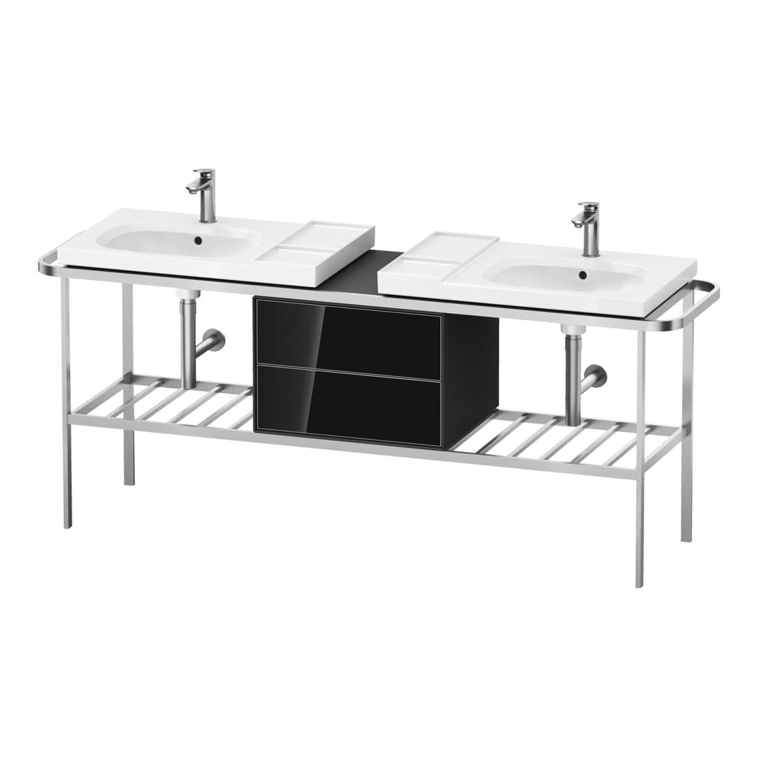 Duravit Aurena – Βάση Νιπτήρα – 1970 mm, με συρτάρι, 2 συρτάρια, σώμα Graphite Satin Matt – Black, Glass (AU4590068580000)
