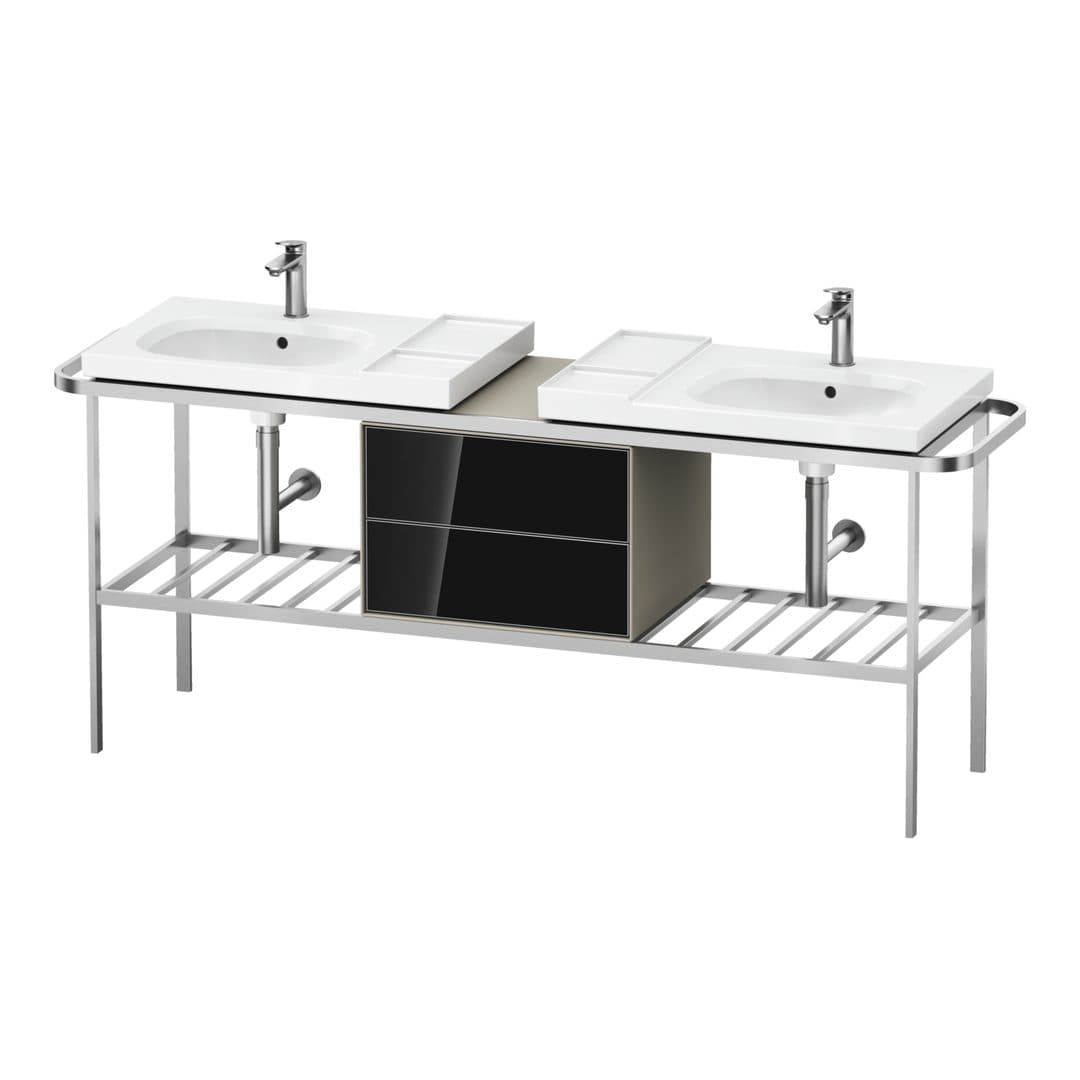 Duravit Aurena – Βάση Νιπτήρα – 1970 mm, με συρτάρι, 2 συρτάρια, σώμα Taupe Satin Matt – Black, Glass (AU4590068600000)