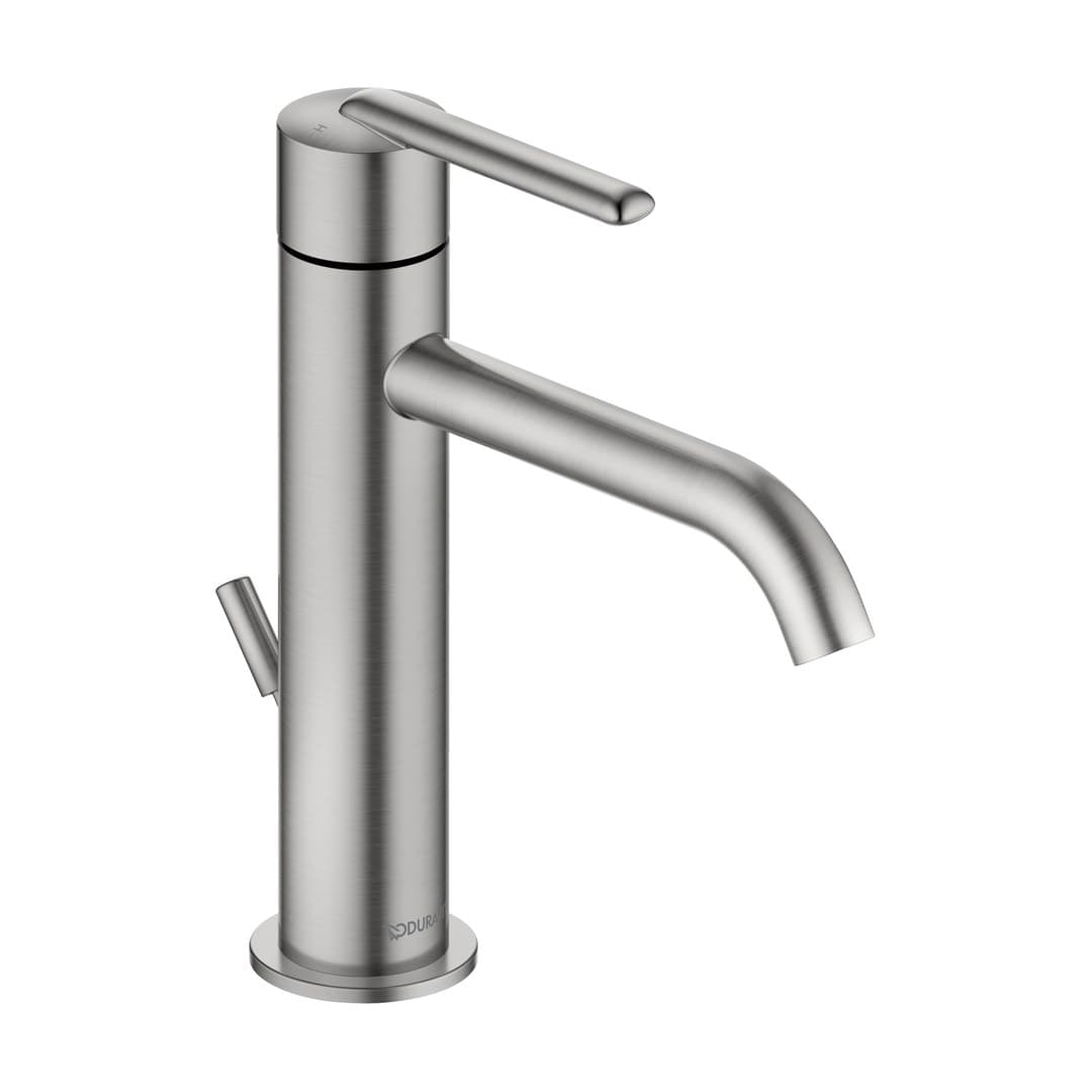Duravit Balcoon – Μπαταρία Νιπτήρα – M, FreshStart, MinusFlow, με βαλβίδα – Stainless steel Brushed (BA1023001070)