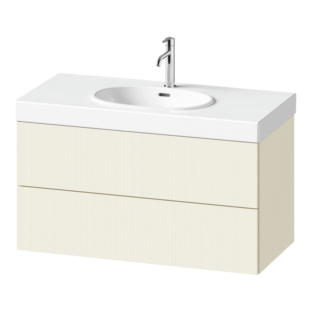 Duravit Balcoon – Έπιπλο Νιπτήρα – 984 mm, 2 συρτάρια, νιπτήρας κέντρο – Ivory Structured Matt, Decor (BA47240JDID0000)
