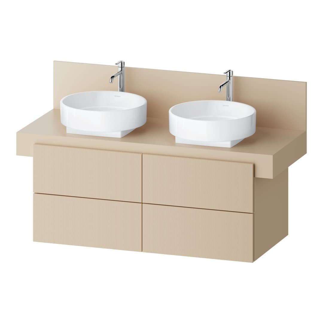 Duravit Balcoon – Έπιπλο Νιπτήρα – 1200 mm, για κονσόλα, 4 συρτάρια, διπλός νιπτήρας, 1200 x 570 x 534 mm – Sand Beige Structured Matt, Decor (BA50170JEIE0000)