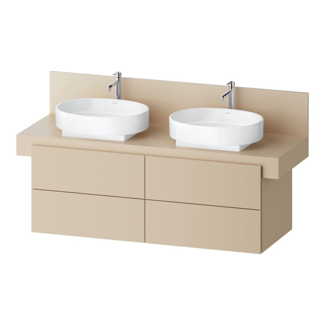 Duravit Balcoon – Έπιπλο Νιπτήρα – 1400 mm, για κονσόλα, 4 συρτάρια, διπλός νιπτήρας, 1400 x 570 x 534 mm – Sand Beige Structured Matt, Decor (BA50180JEIE0000)