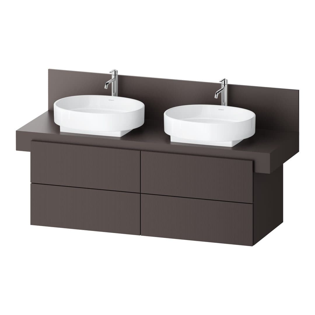 Duravit Balcoon – Έπιπλο Νιπτήρα – 1400 mm, για κονσόλα, 4 συρτάρια, διπλός νιπτήρας, 1400 x 570 x 534 mm – Slate Brown Structured Matt, Decor (BA50180JGIG0000)