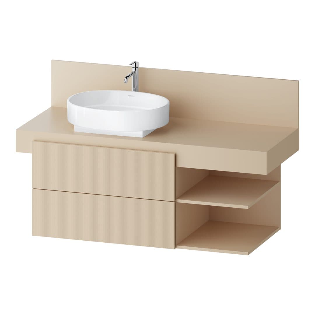 Duravit Balcoon – Έπιπλο Νιπτήρα – 1200 mm, για κονσόλα, 2 συρτάρια, νιπτήρας αριστερά, 1200 x 570 x 534 mm – Sand Beige Structured Matt, Decor (BA50250JEIE0000)