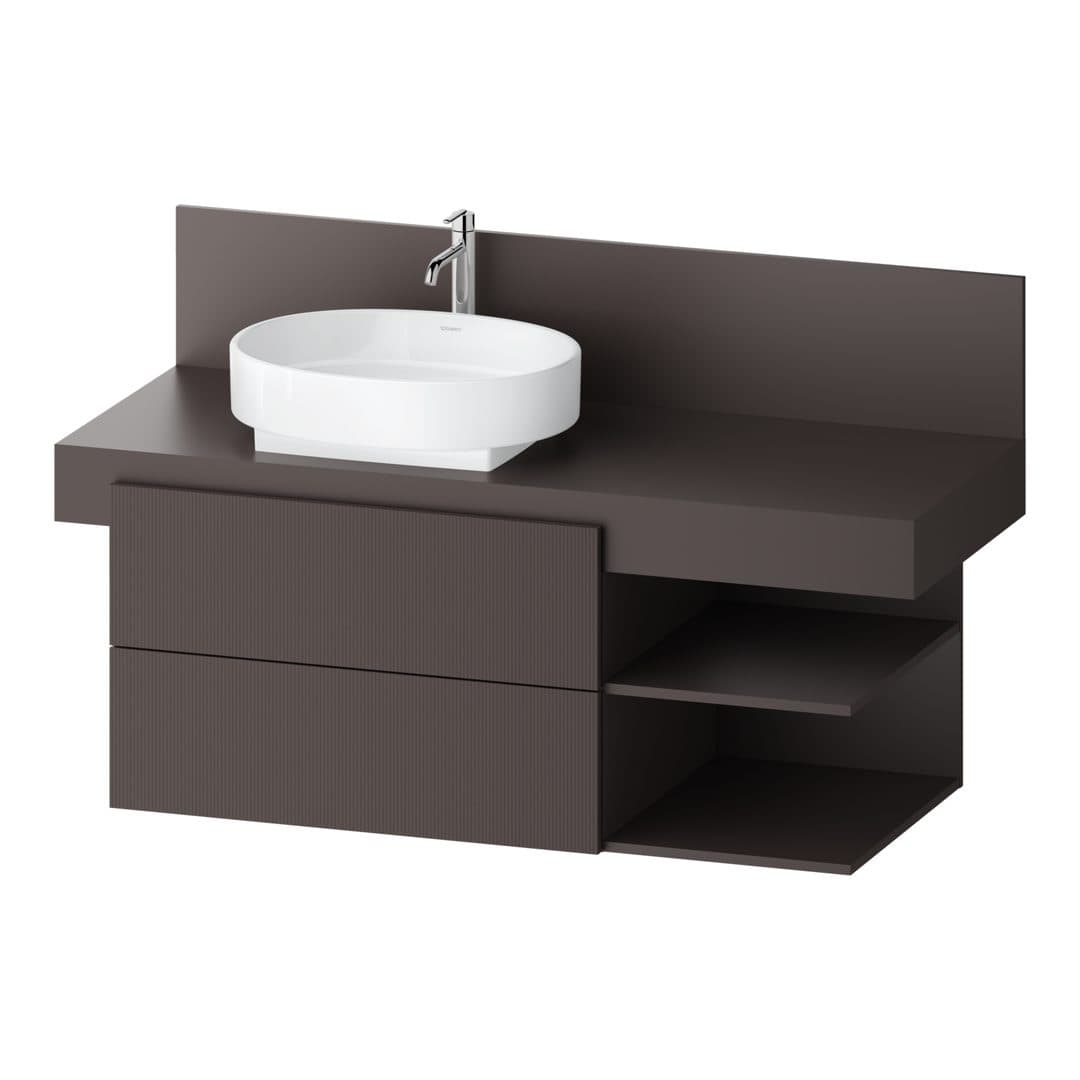 Duravit Balcoon – Έπιπλο Νιπτήρα – 1200 mm, για κονσόλα, 2 συρτάρια, νιπτήρας αριστερά, 1200 x 570 x 534 mm – Slate Brown Structured Matt, Decor (BA50250JGIG0000)