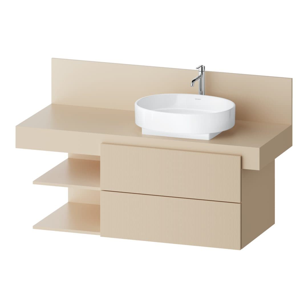 Duravit Balcoon – Έπιπλο Νιπτήρα – 1200 mm, για κονσόλα, 2 συρτάρια, νιπτήρας δεξιά, 1200 x 570 x 534 mm – Sand Beige Structured Matt, Decor (BA50260JEIE0000)