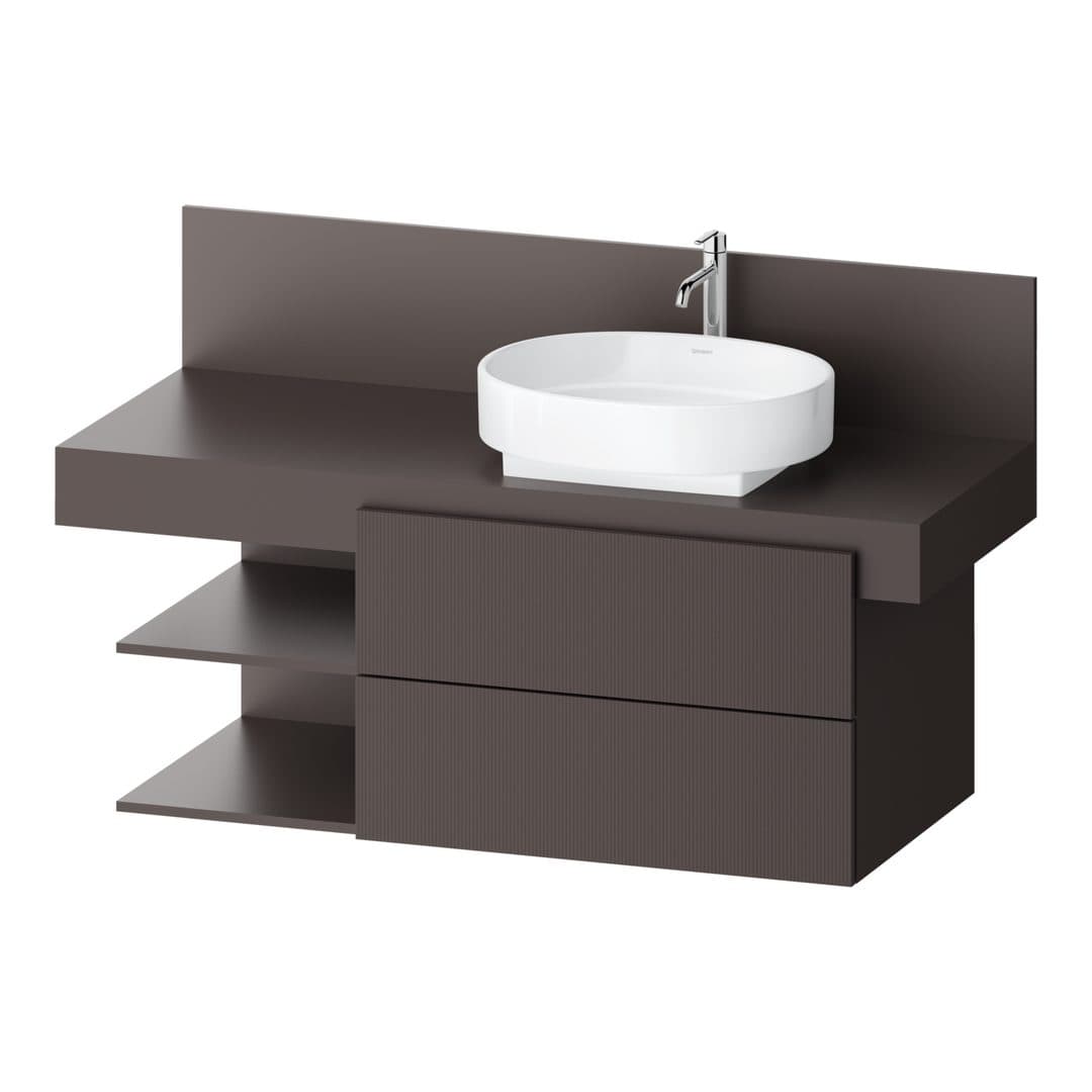 Duravit Balcoon – Έπιπλο Νιπτήρα – 1200 mm, για κονσόλα, 2 συρτάρια, νιπτήρας δεξιά, 1200 x 570 x 534 mm – Slate Brown Structured Matt, Decor (BA50260JGIG0000)