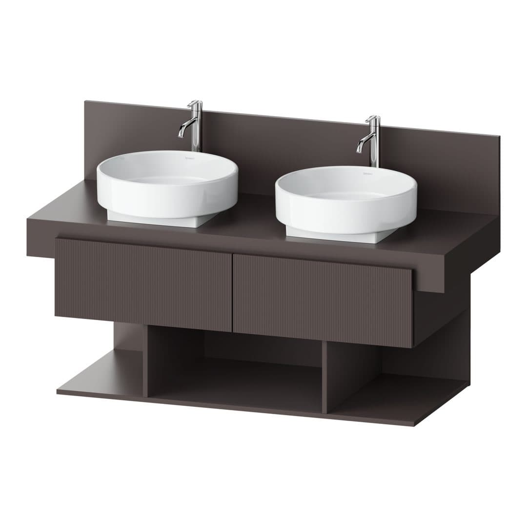 Duravit Balcoon – Έπιπλο Νιπτήρα – 1200 mm, για κονσόλα, 2 συρτάρια, διπλός νιπτήρας, 1200 x 570 x 534 mm – Slate Brown Structured Matt, Decor (BA50270JGIG0000)