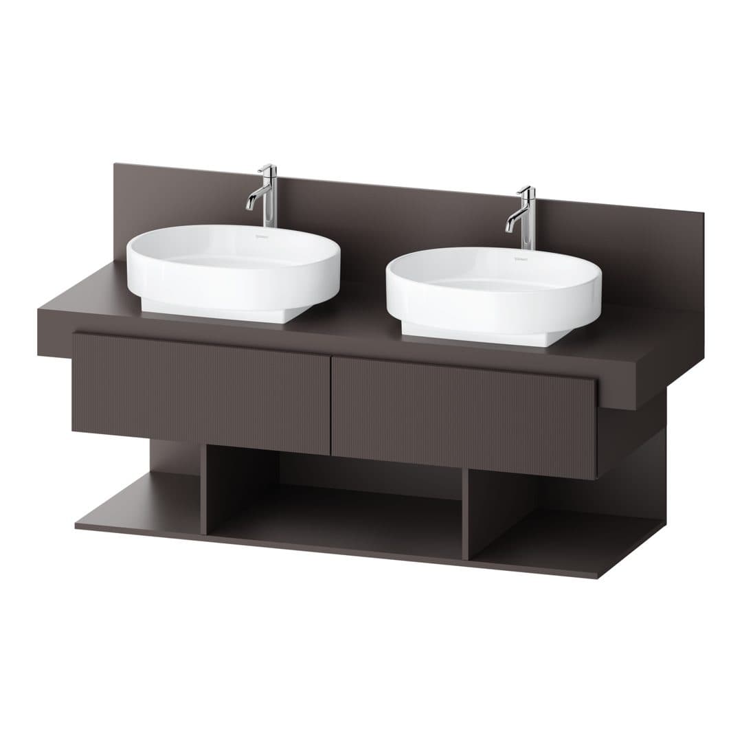 Duravit Balcoon – Έπιπλο Νιπτήρα – 1400 mm, για κονσόλα, 2 συρτάρια, διπλός νιπτήρας, 1400 x 570 x 534 mm – Slate Brown Structured Matt, Decor (BA50280JGIG0000)