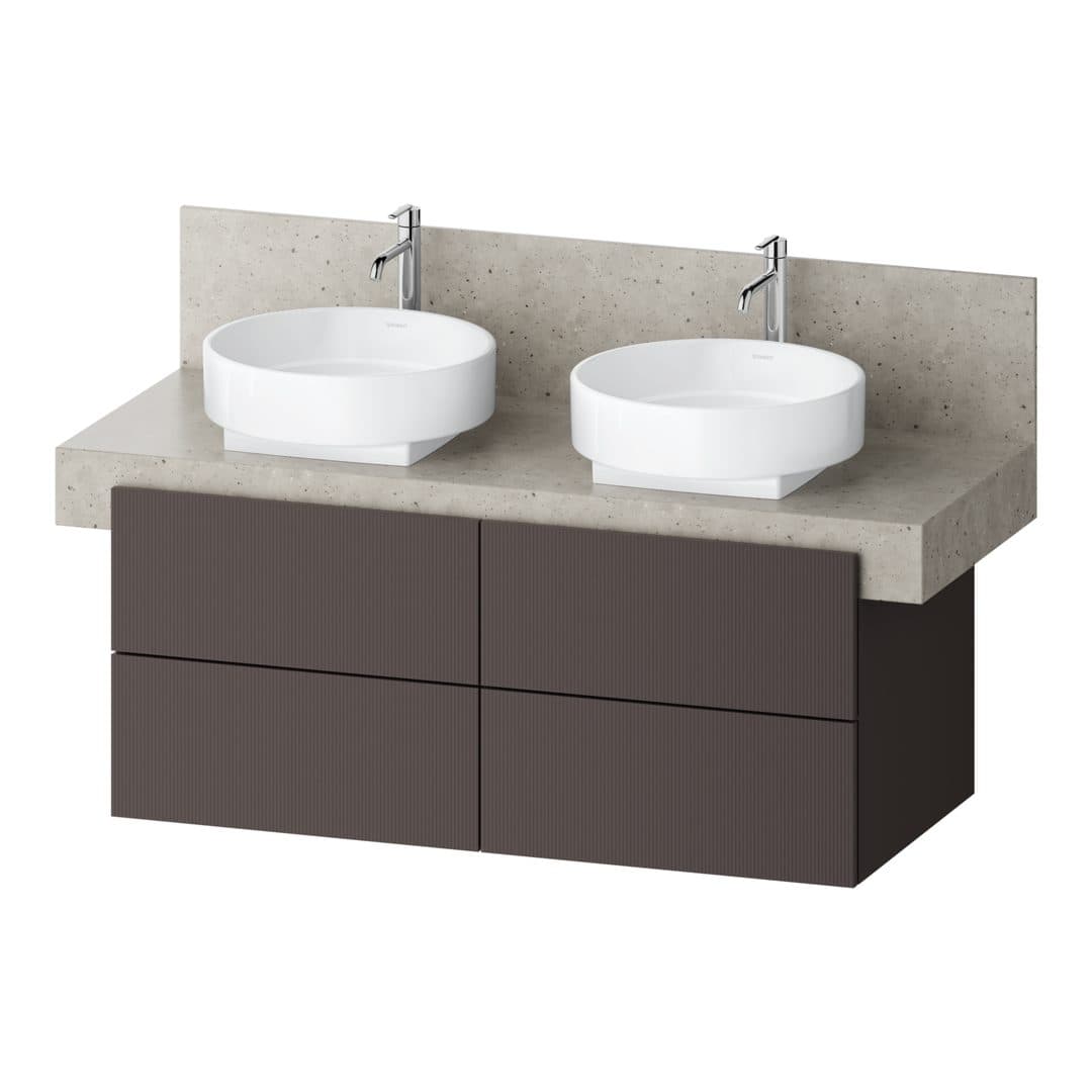 Duravit Balcoon – Έπιπλο Νιπτήρα – 1200 mm, για κονσόλα, 4 συρτάρια, διπλός νιπτήρας, 1200 x 570 x 522 mm – Slate Brown Structured Matt, Decor (BA50370JGIG0000)