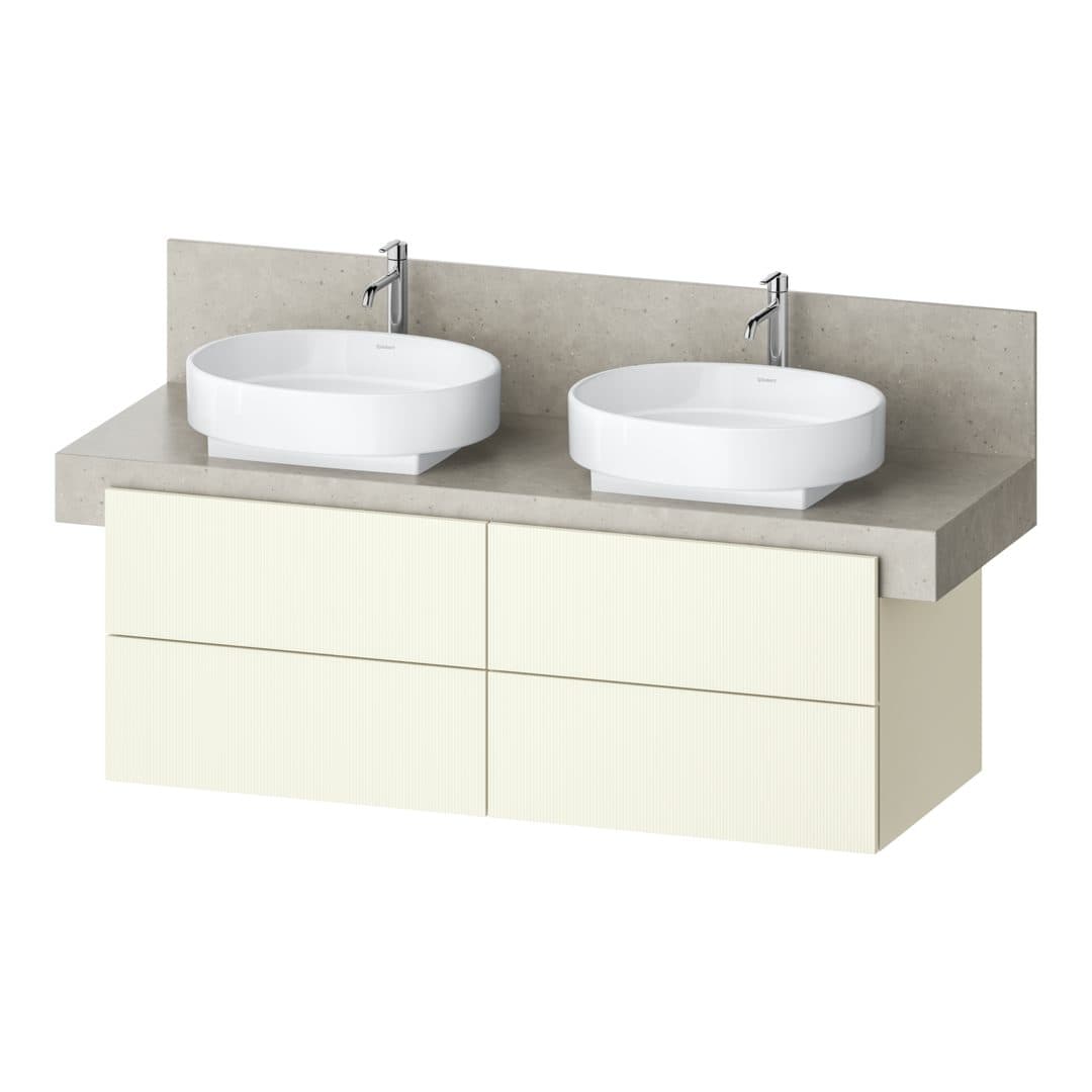 Duravit Balcoon – Έπιπλο Νιπτήρα – 1400 mm, για κονσόλα, 4 συρτάρια, διπλός νιπτήρας, 1400 x 570 x 522 mm – Ivory Structured Matt, Decor (BA50380JDID0000)