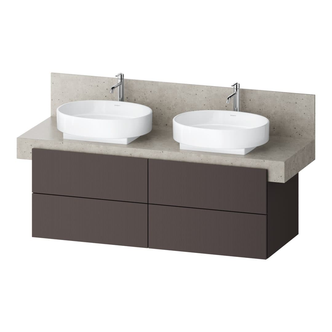 Duravit Balcoon – Έπιπλο Νιπτήρα – 1400 mm, για κονσόλα, 4 συρτάρια, διπλός νιπτήρας, 1400 x 570 x 522 mm – Slate Brown Structured Matt, Decor (BA50380JGIG0000)