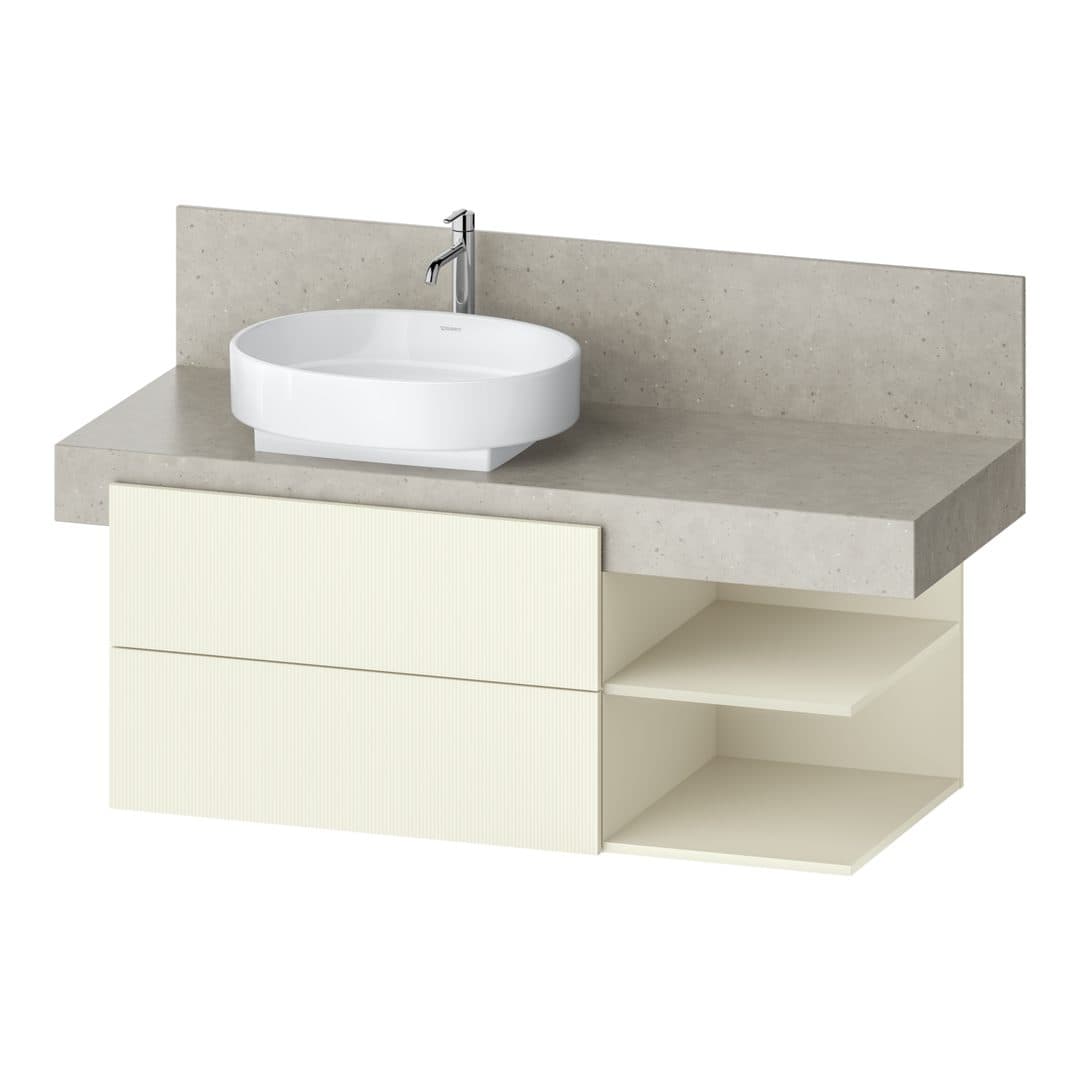 Duravit Balcoon – Έπιπλο Νιπτήρα – 1200 mm, για κονσόλα, 2 συρτάρια, νιπτήρας αριστερά, 1200 x 570 x 522 mm – Ivory Structured Matt, Decor (BA50450JDID0000)