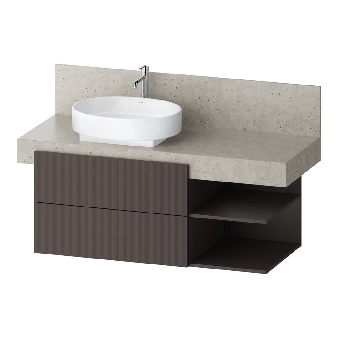 Duravit Balcoon – Έπιπλο Νιπτήρα – 1200 mm, για κονσόλα, 2 συρτάρια, νιπτήρας αριστερά, 1200 x 570 x 522 mm – Slate Brown Structured Matt, Decor (BA50450JGIG0000)