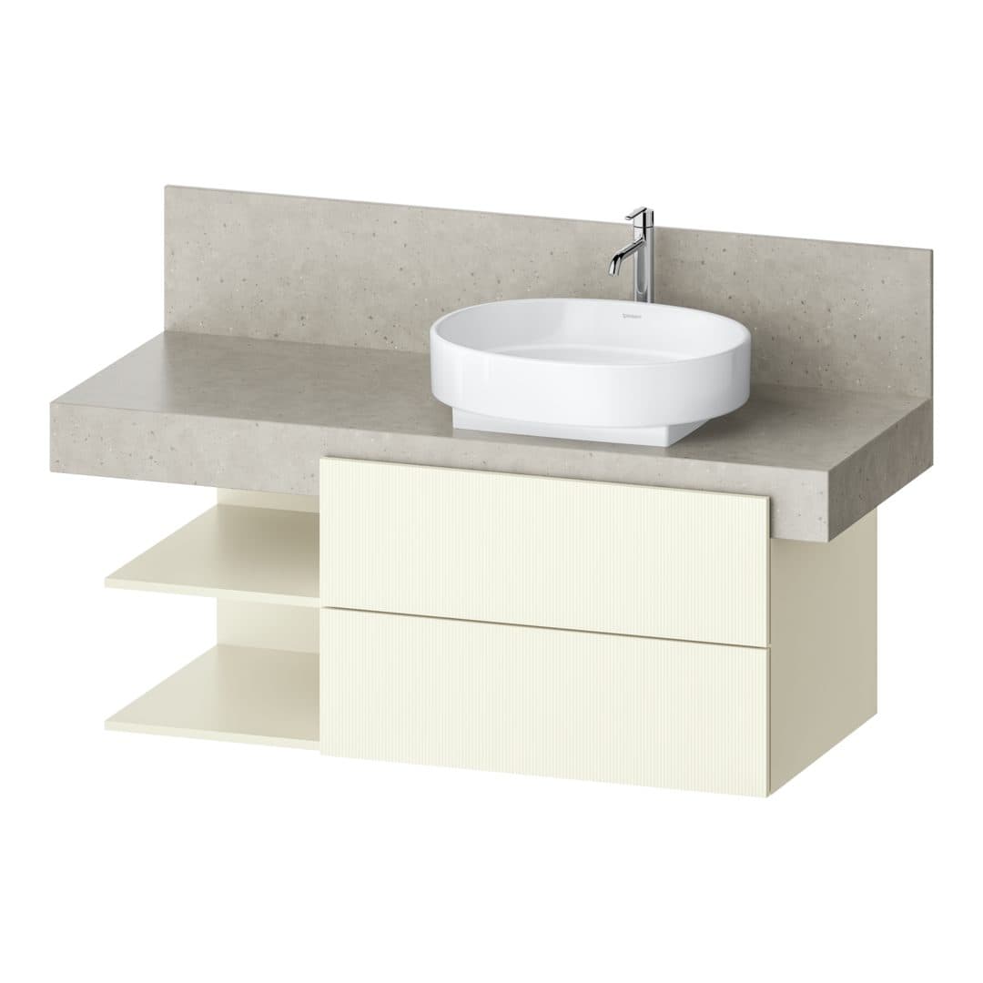 Duravit Balcoon – Έπιπλο Νιπτήρα – 1200 mm, για κονσόλα, 2 συρτάρια, νιπτήρας δεξιά, 1200 x 570 x 522 mm – Ivory Structured Matt, Decor (BA50460JDID0000)