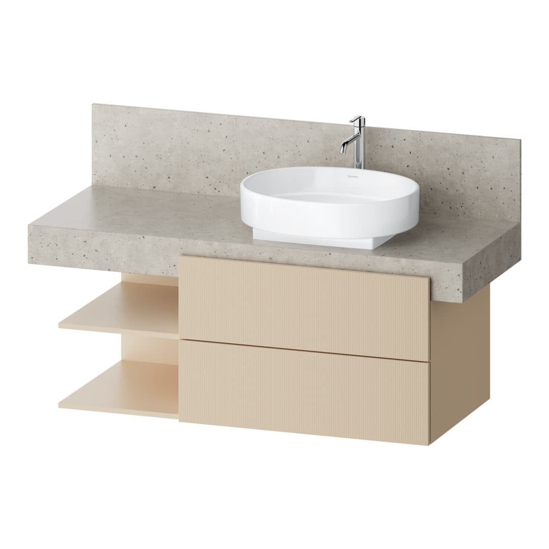 Duravit Balcoon – Έπιπλο Νιπτήρα – 1200 mm, για κονσόλα, 2 συρτάρια, νιπτήρας δεξιά, 1200 x 570 x 522 mm – Sand Beige Structured Matt, Decor (BA50460JEIE0000)