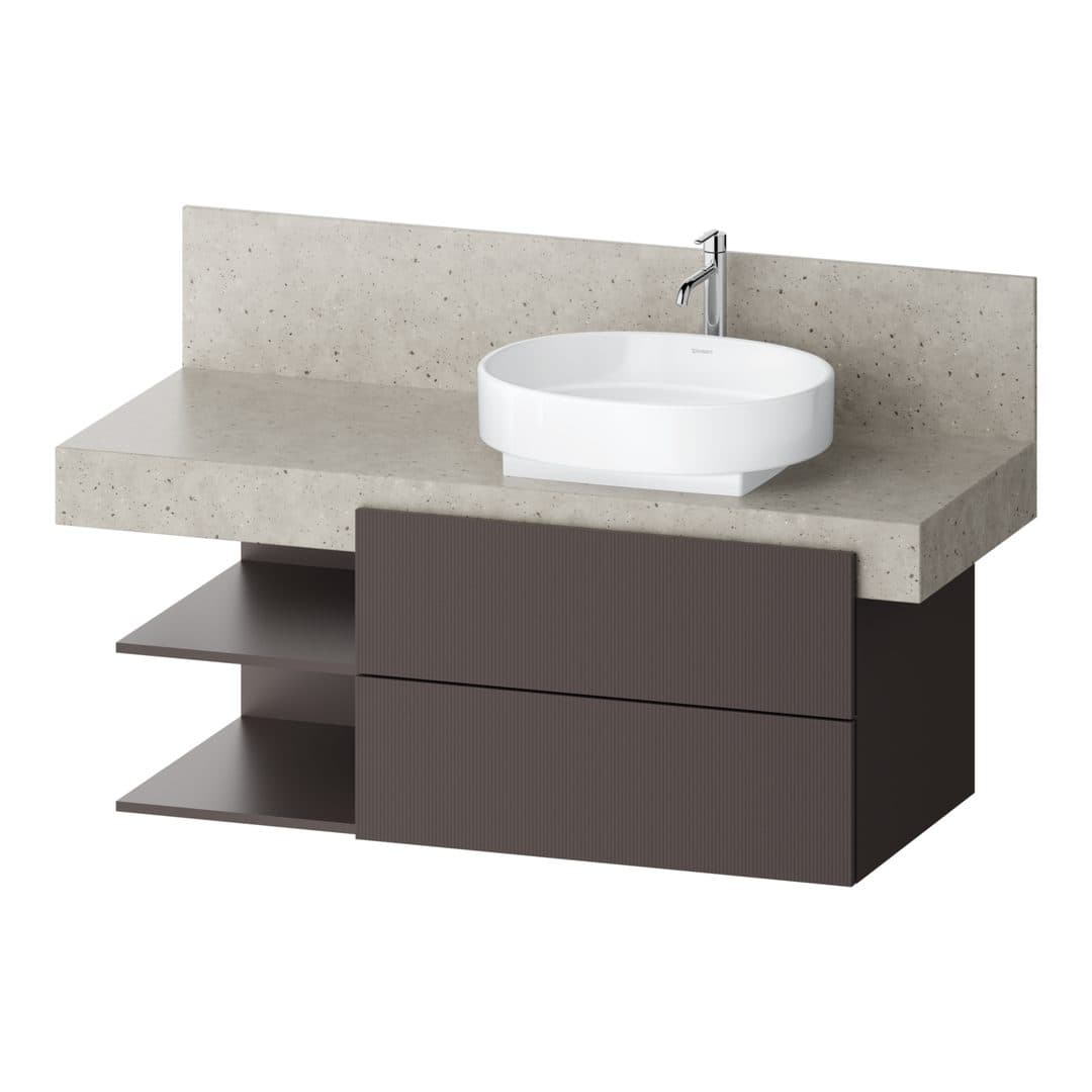 Duravit Balcoon – Έπιπλο Νιπτήρα – 1200 mm, για κονσόλα, 2 συρτάρια, νιπτήρας δεξιά, 1200 x 570 x 522 mm – Slate Brown Structured Matt, Decor (BA50460JGIG0000)