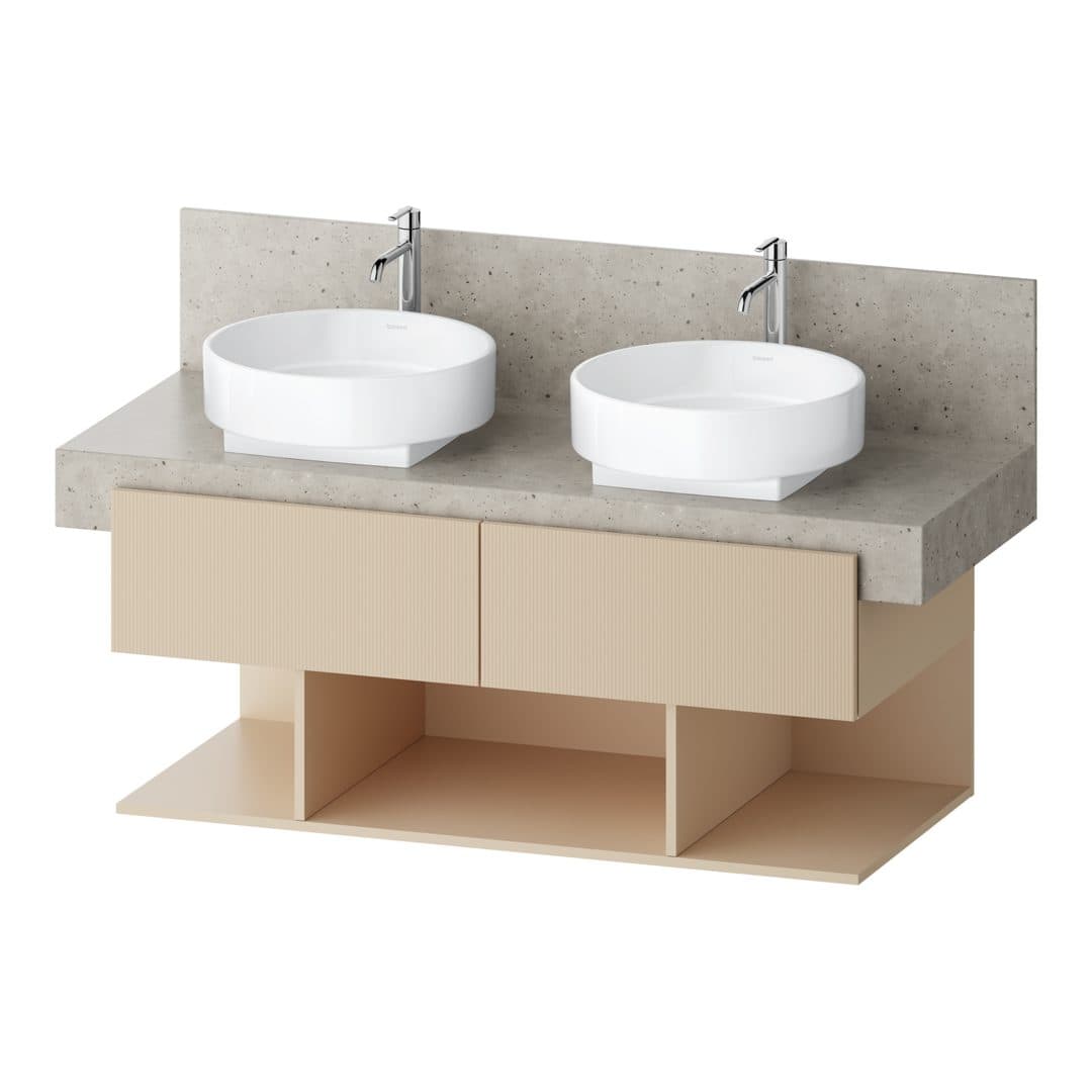 Duravit Balcoon – Έπιπλο Νιπτήρα – 1200 mm, για κονσόλα, 2 συρτάρια, διπλός νιπτήρας, 1200 x 570 x 522 mm – Sand Beige Structured Matt, Decor (BA50470JEIE0000)