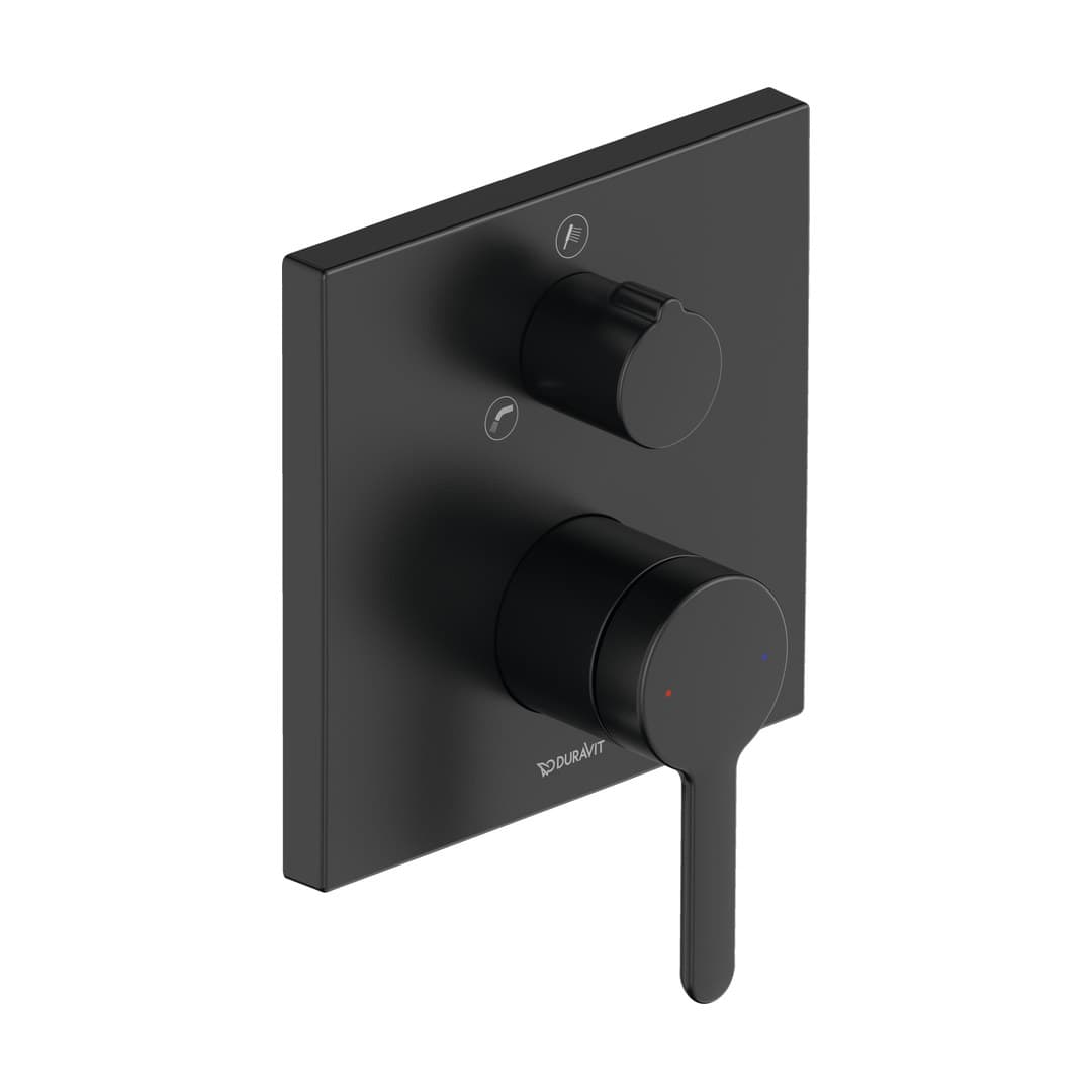 Duravit C.1 – Μίκτης Εντοιχισμού – για μπανιέρα, 2 έξοδοι, πλάκα 150×150 mm – Black Matt (C15210011046)