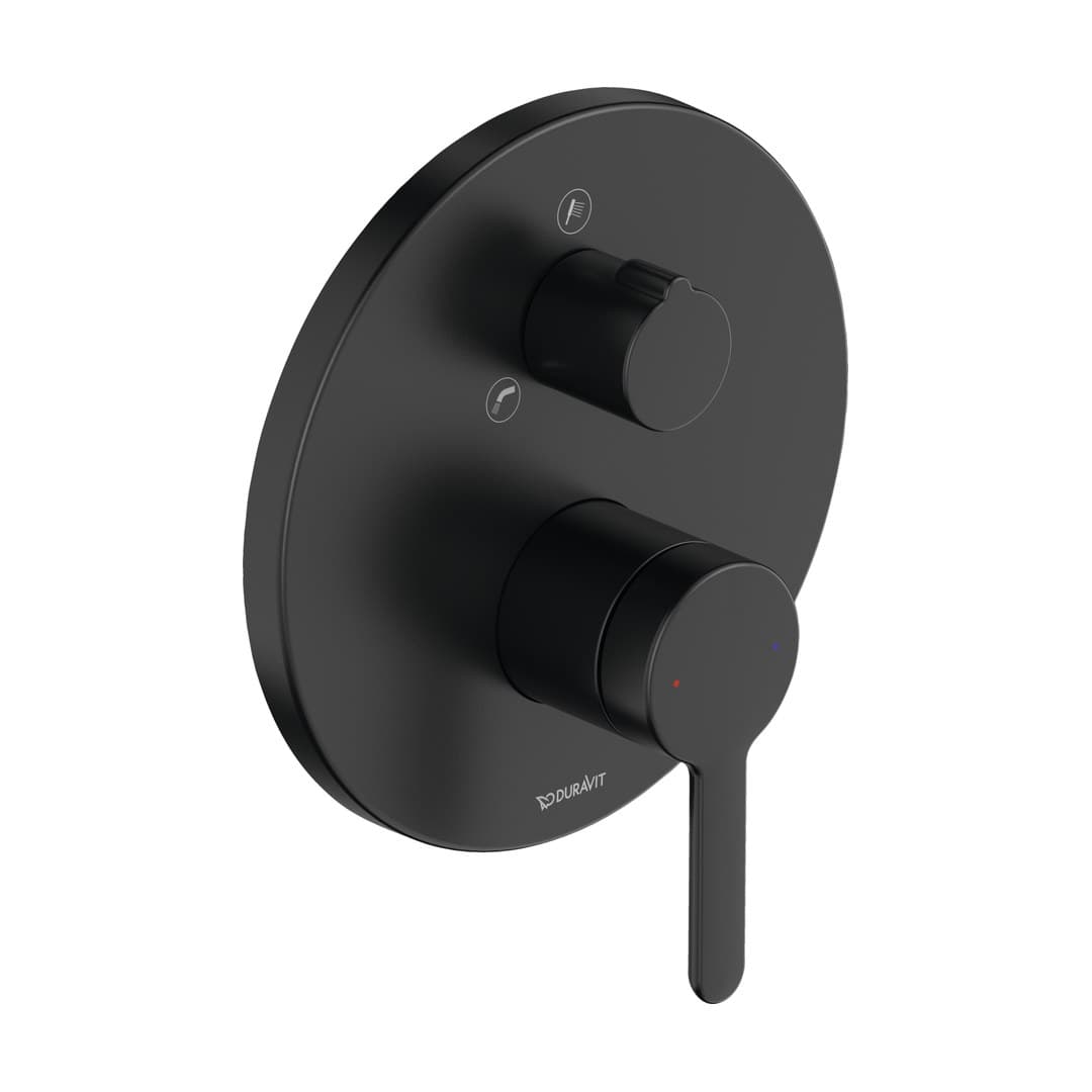 Duravit C.1 – Μίκτης Εντοιχισμού – για μπανιέρα, 2 έξοδοι, πλάκα 170×170 mm – Black Matt (C15210012046)